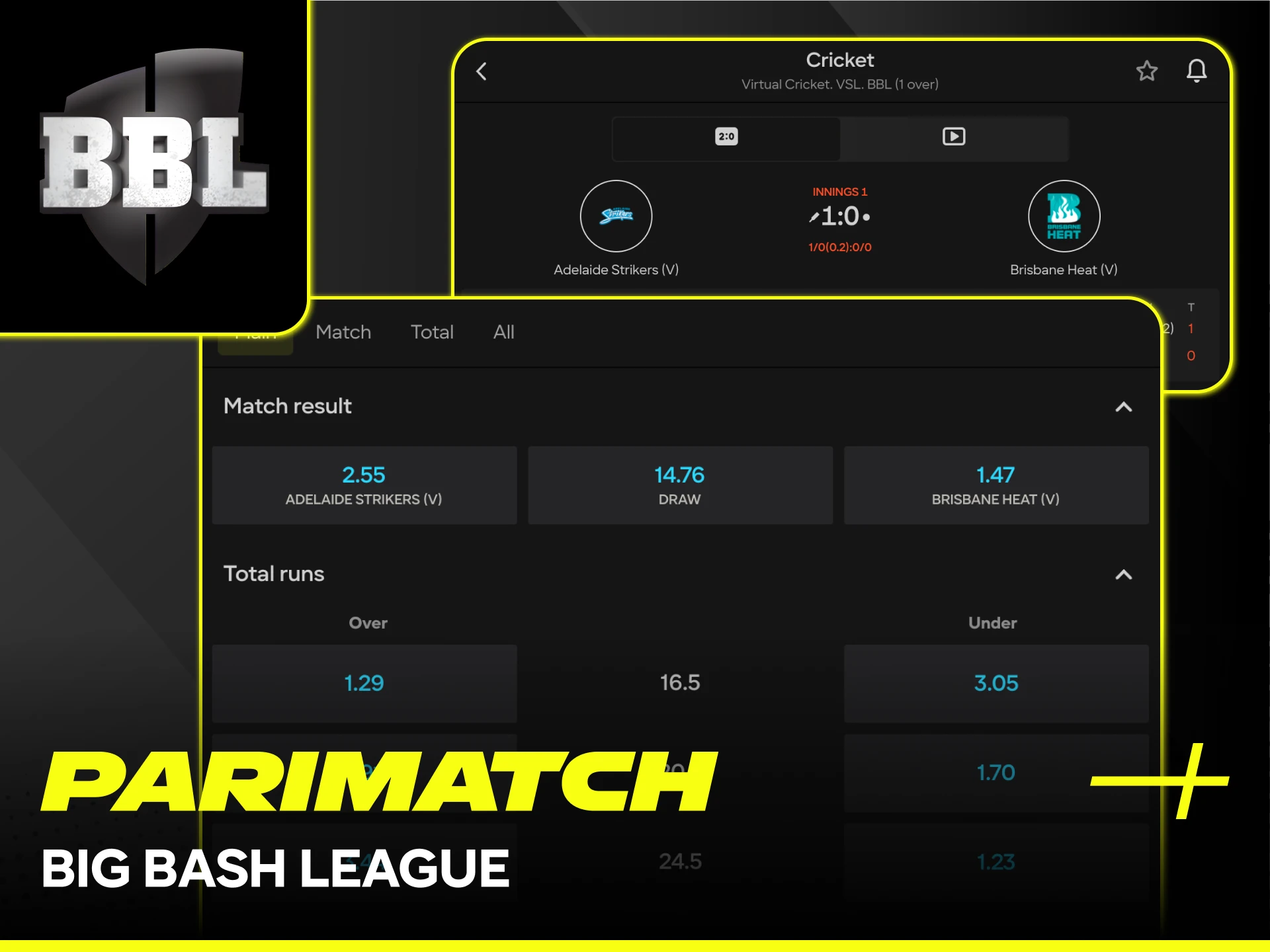 Win big by betting on the Big Bash League at Parimatch.