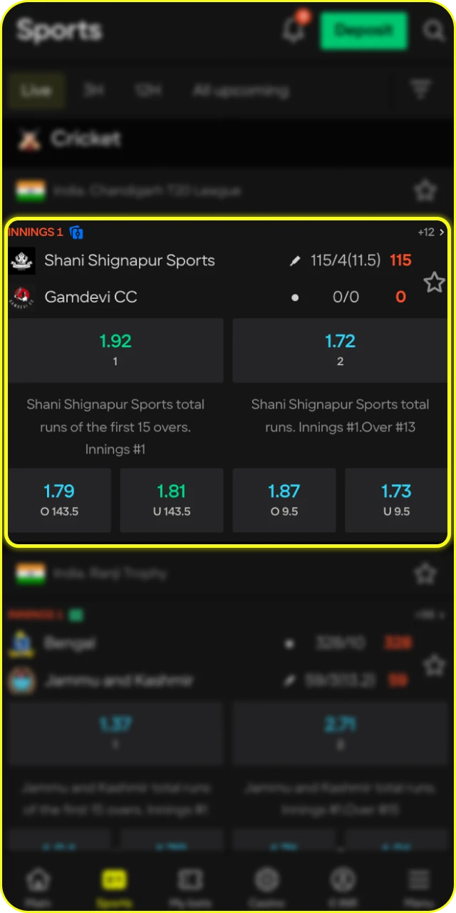 Select a cricket match and market to find the best odds.