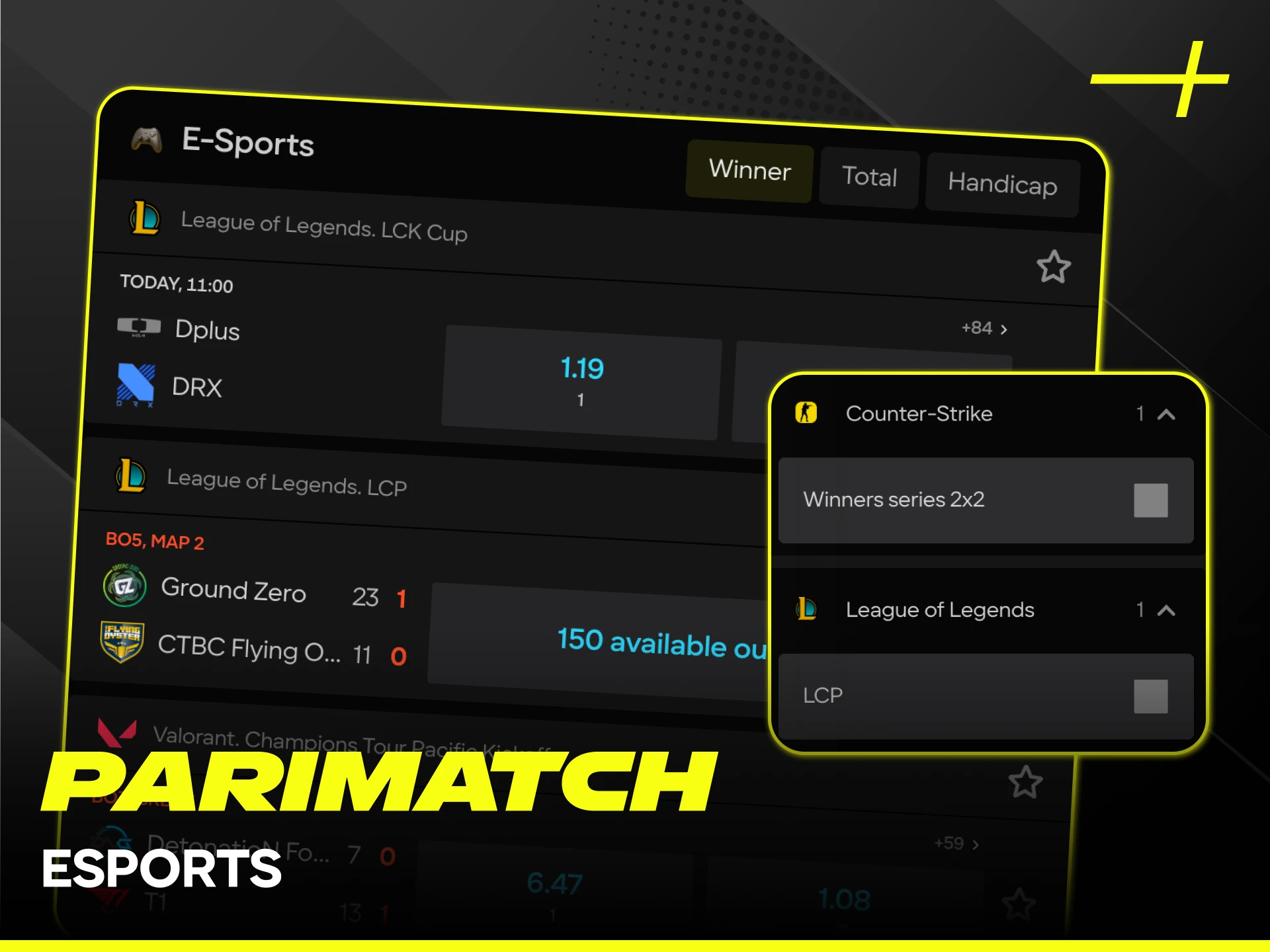 Select your favorite eSports disciplines and place successful bets at Parimatch.