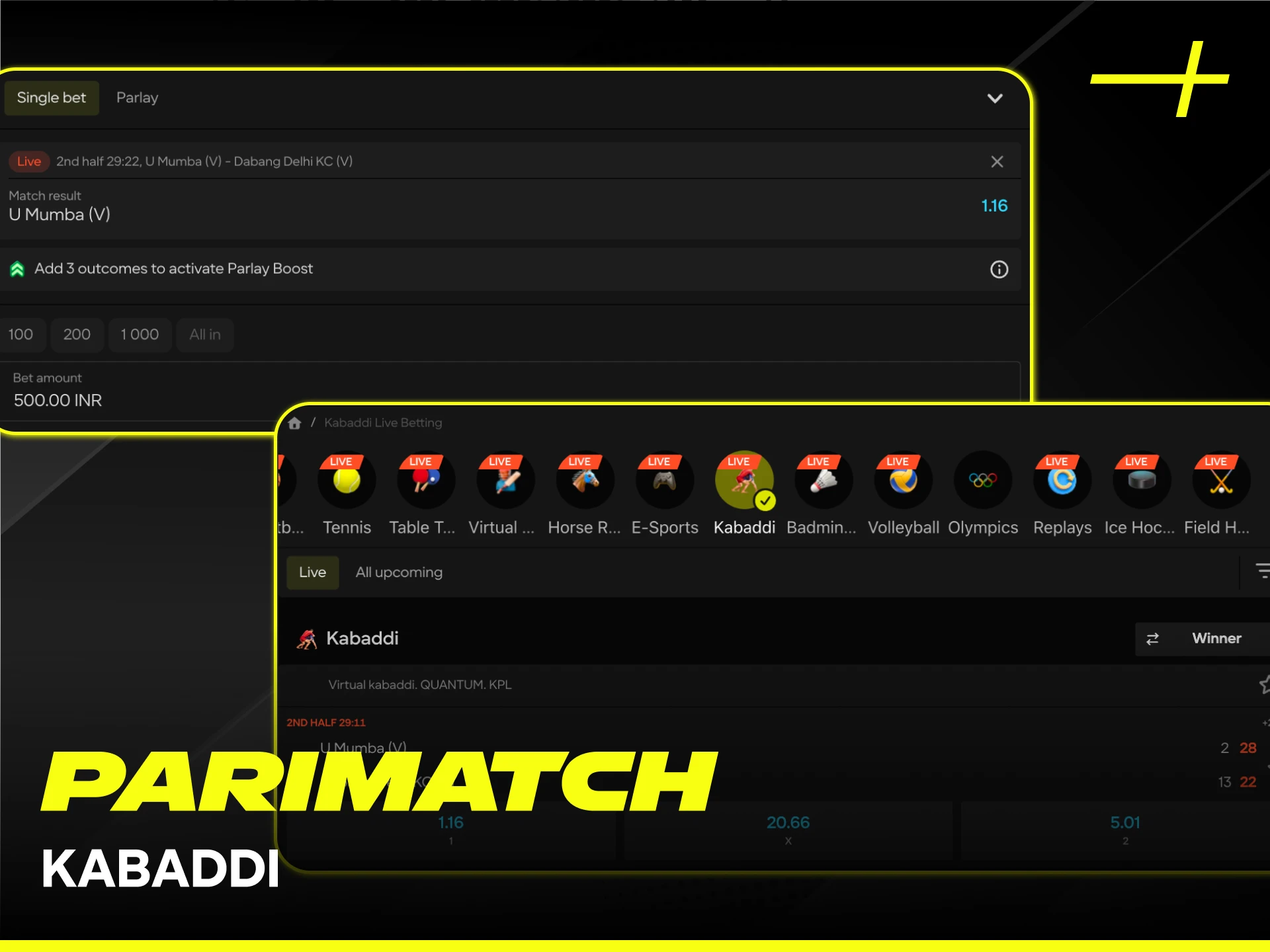 Experience the thrill of betting on kabaddi with Parimatch sports markets.
