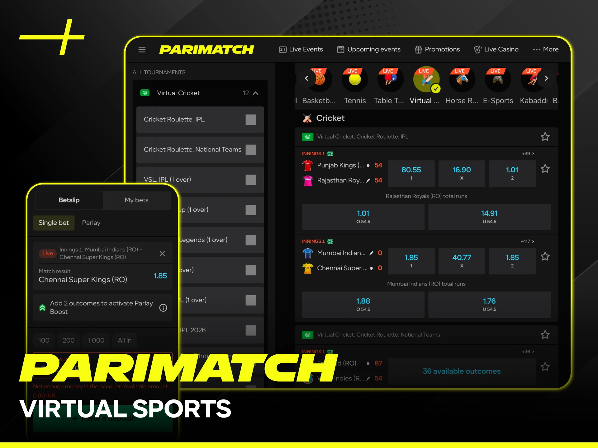 Try your luck with virtual sports simulations on the Parimatch betting site.