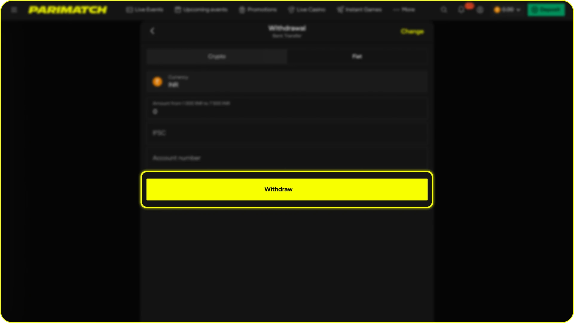 Confirm the withdrawal request to process your payout at Parimatch.